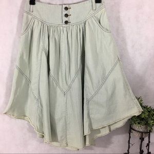 Free People Skirt - Light Wash Boho Denim